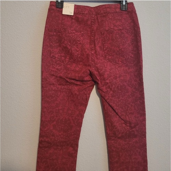Anthropologie Pilcro Floral High Rise Jeans Women's 27 Tall Burgundy Bohemian - Picture 2 of 6